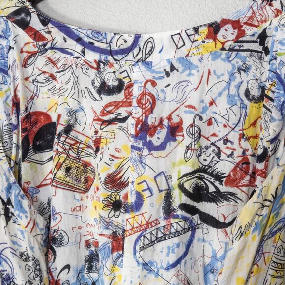 Ash & Sara Dress Multicolor Art Print Cotton Size XL Maximalist Indie - Picture 7 of 10